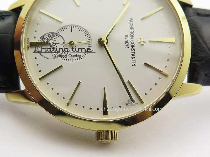 Patrimony YG MK Maker Best Edition White Dial On Black Leather Strap Sec@ Comfortable 10006