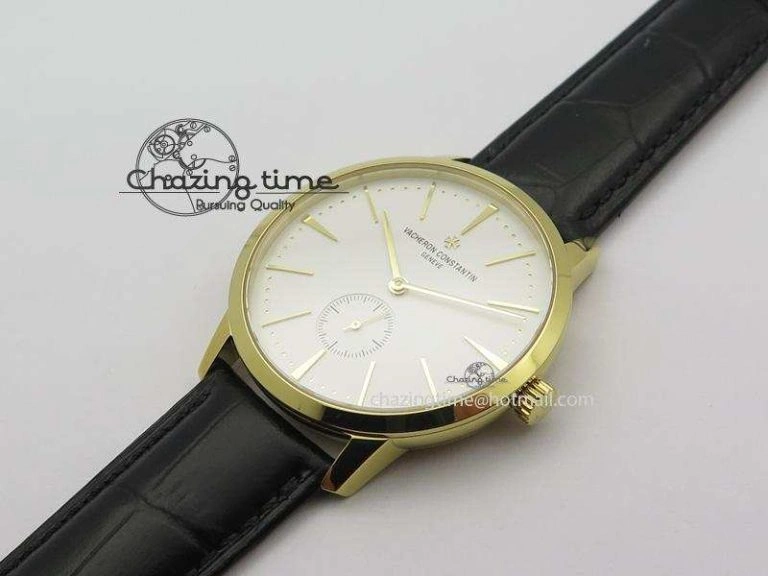 Patrimony YG MK Maker Best Edition White Dial On Black Leather Strap Sec@ Comfortable 10006