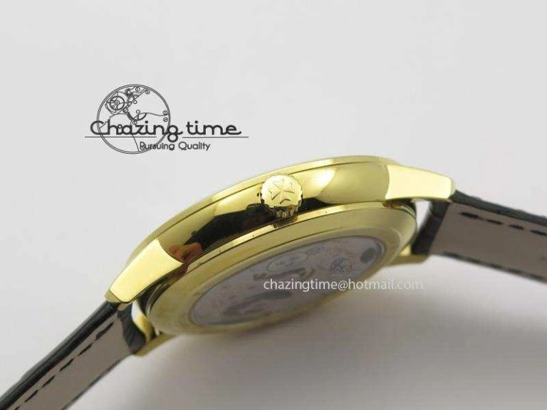 Patrimony YG MK Maker Best Edition White Dial On Black Leather Strap Sec@ Comfortable 10006