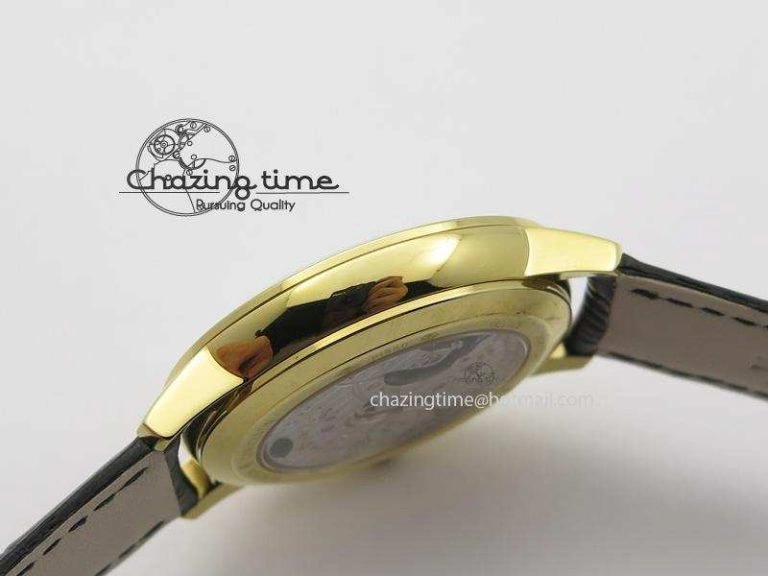 Patrimony YG MK Maker Best Edition White Dial On Black Leather Strap Sec@ Comfortable 10006