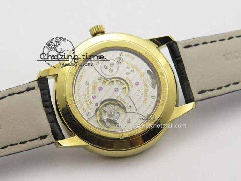 Patrimony YG MK Maker Best Edition White Dial On Black Leather Strap Sec@ Comfortable 10006
