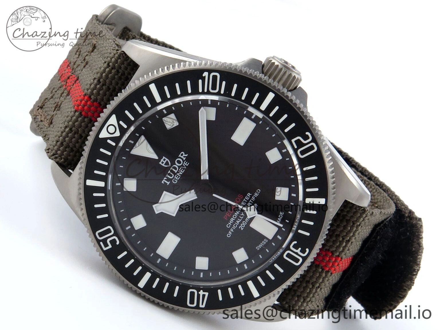 Stylish Pelagos FXD 25717N M+F 1:1 Best Edition Black Dial on Green Nylon Strap 8N 9733