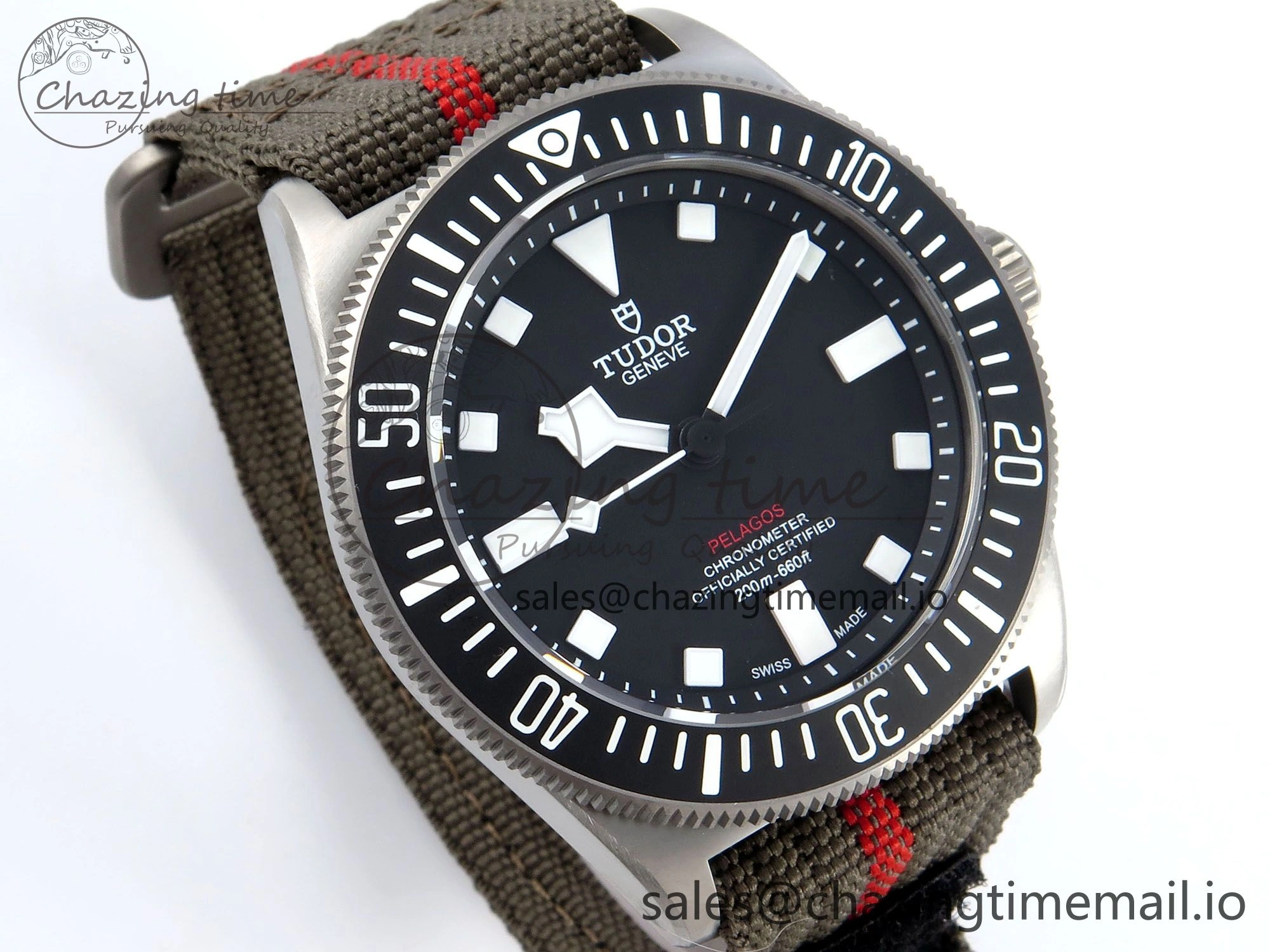 Stylish Pelagos FXD 25717N M+F 1:1 Best Edition Black Dial on Green Nylon Strap 8N 9733