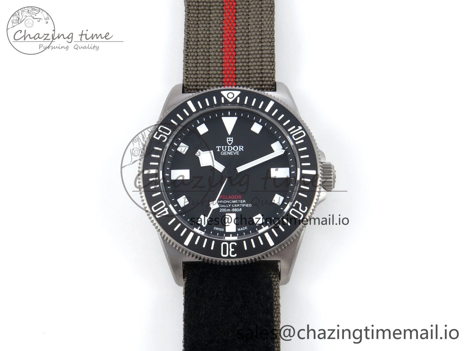 Stylish Pelagos FXD 25717N M+F 1:1 Best Edition Black Dial on Green Nylon Strap 8N 9733
