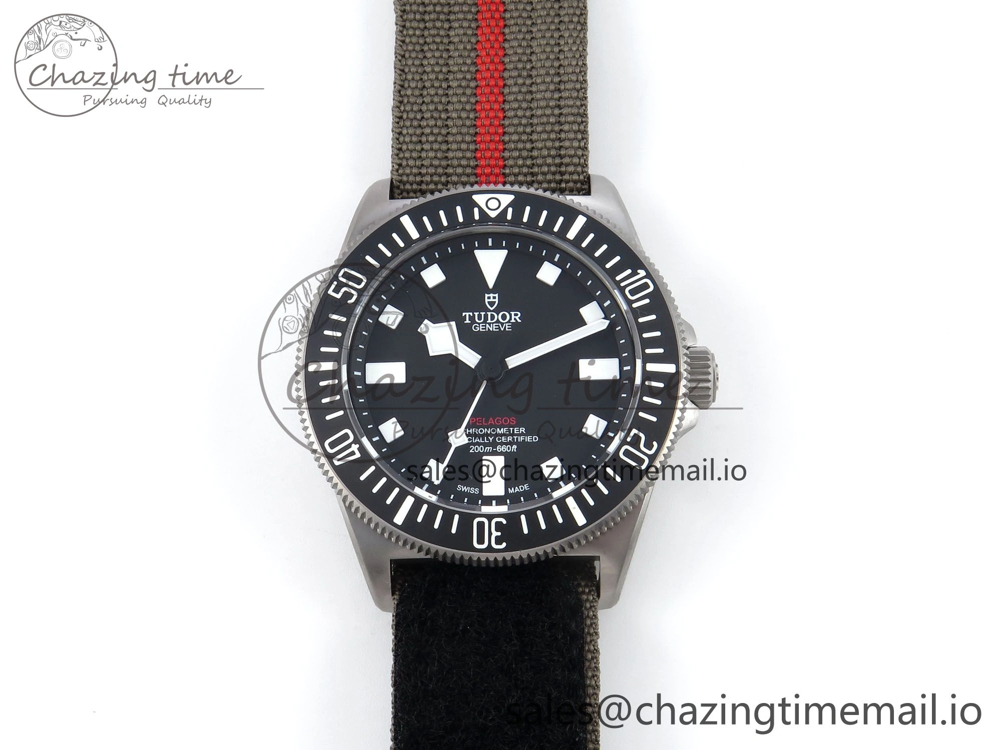 Stylish Pelagos FXD 25717N M+F 1:1 Best Edition Black Dial on Green Nylon Strap 8N 9733