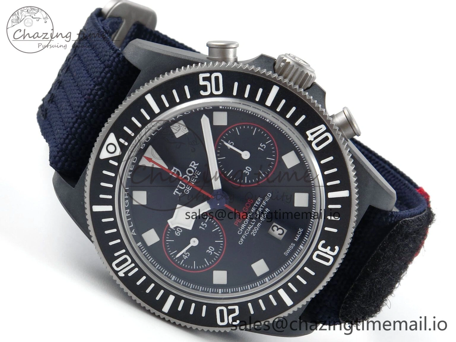 Breathable Pelagos FXD Chrono M+F 1:1 Best Edition Red Blue Dial on Blue Nylon Strap A 9730