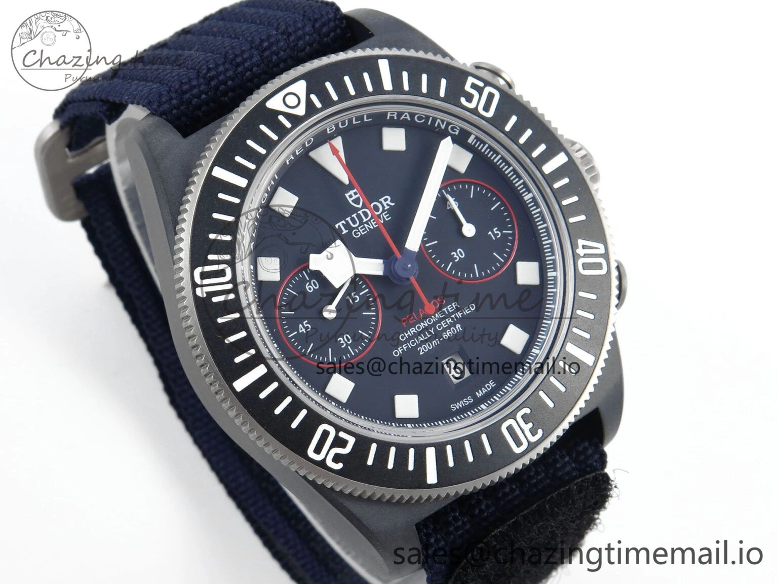 Breathable Pelagos FXD Chrono M+F 1:1 Best Edition Red Blue Dial on Blue Nylon Strap A 9730