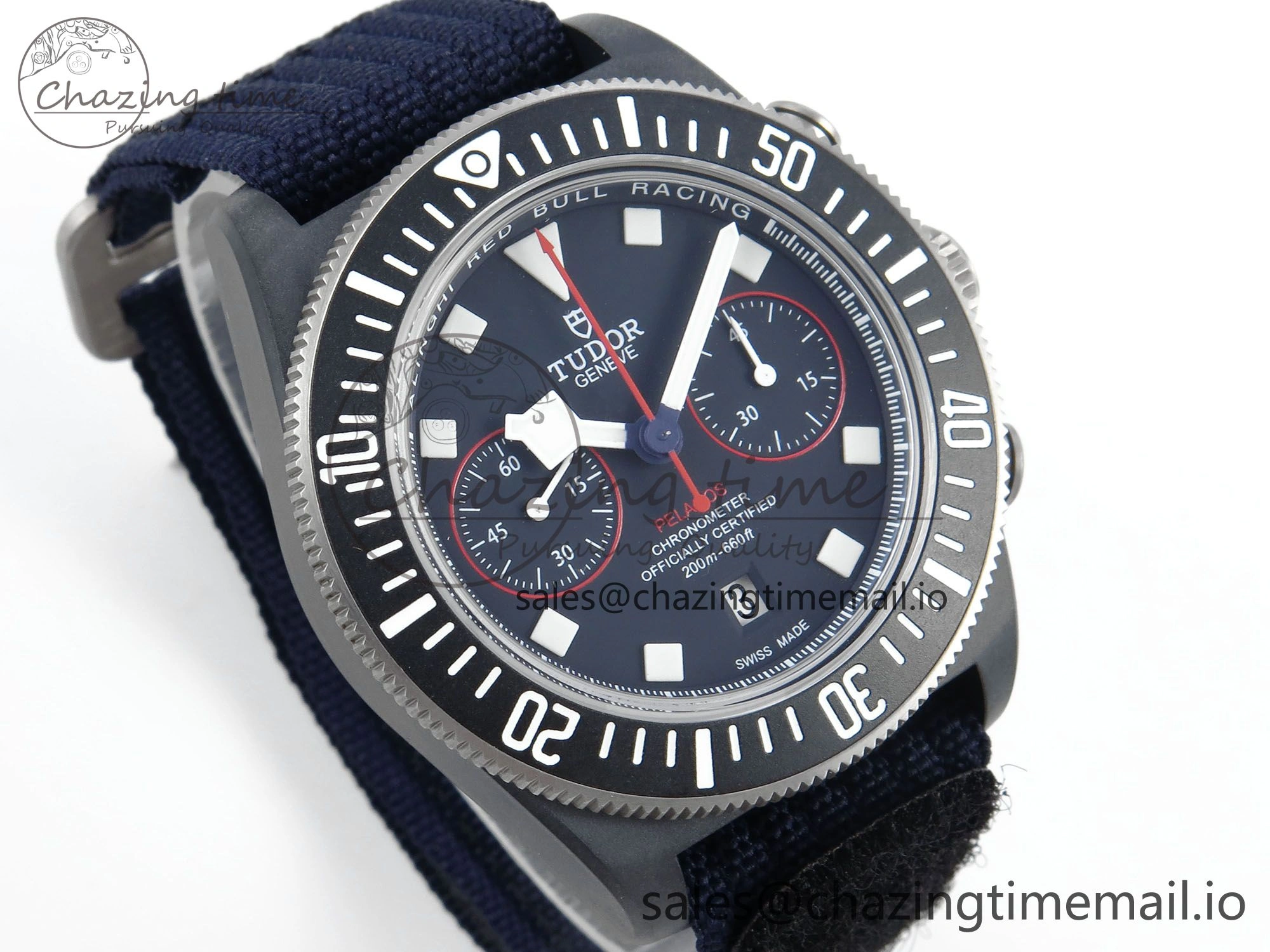 Breathable Pelagos FXD Chrono M+F 1:1 Best Edition Red Blue Dial on Blue Nylon Strap A 9730