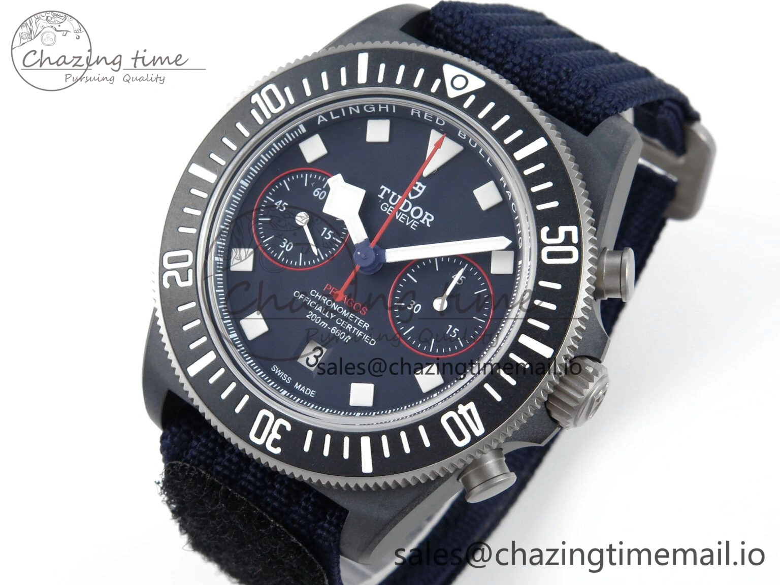 Breathable Pelagos FXD Chrono M+F 1:1 Best Edition Red Blue Dial on Blue Nylon Strap A 9730
