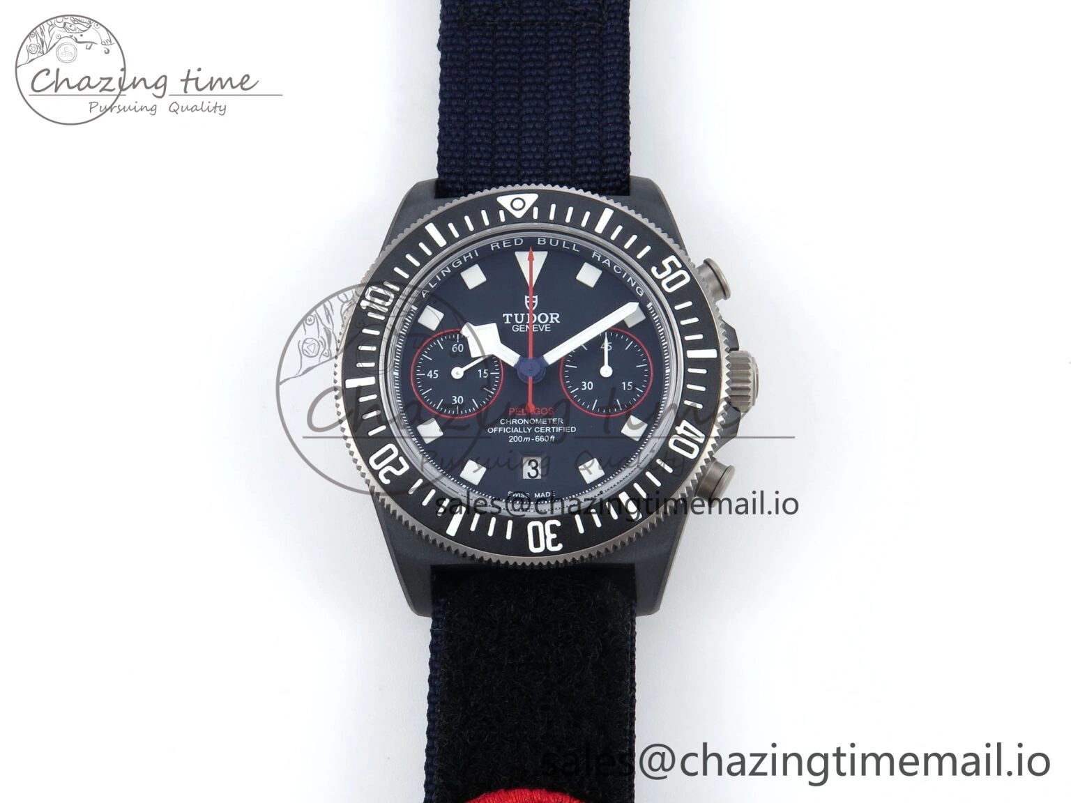 Breathable Pelagos FXD Chrono M+F 1:1 Best Edition Red Blue Dial on Blue Nylon Strap A 9730