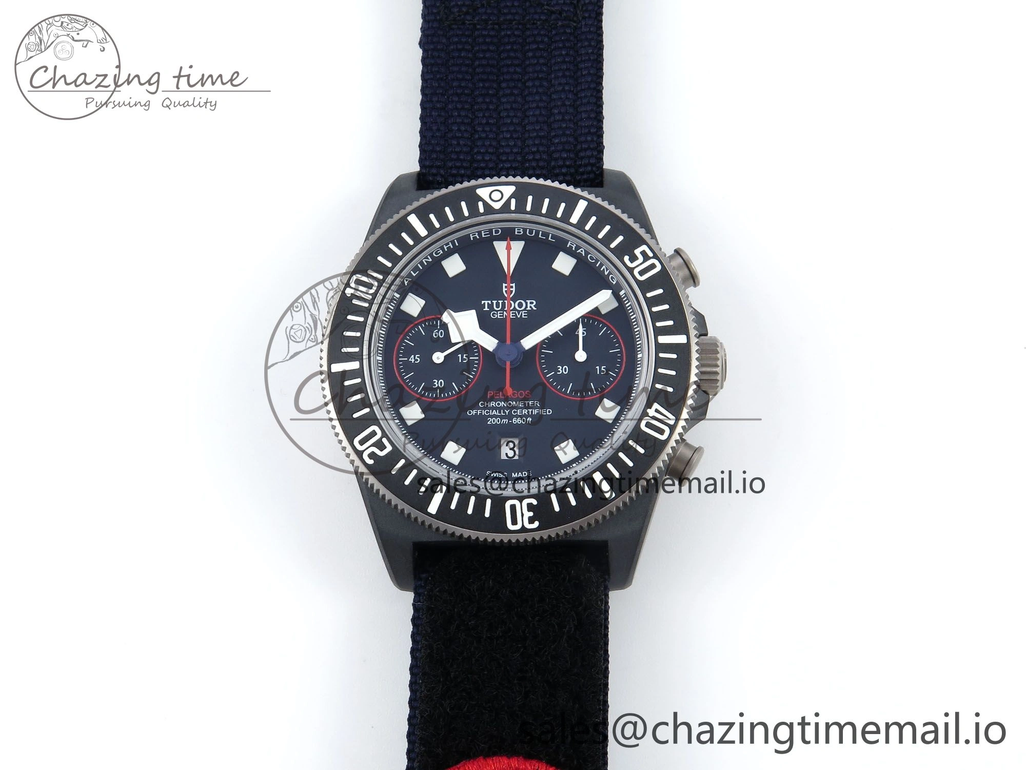 Breathable Pelagos FXD Chrono M+F 1:1 Best Edition Red Blue Dial on Blue Nylon Strap A 9730