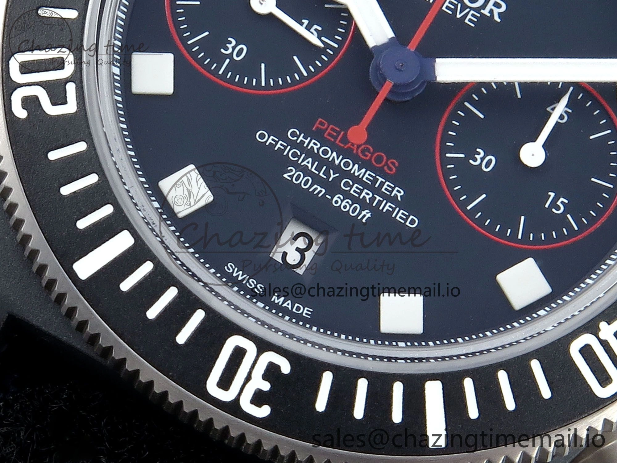 Breathable Pelagos FXD Chrono M+F 1:1 Best Edition Red Blue Dial on Blue Nylon Strap A 9730