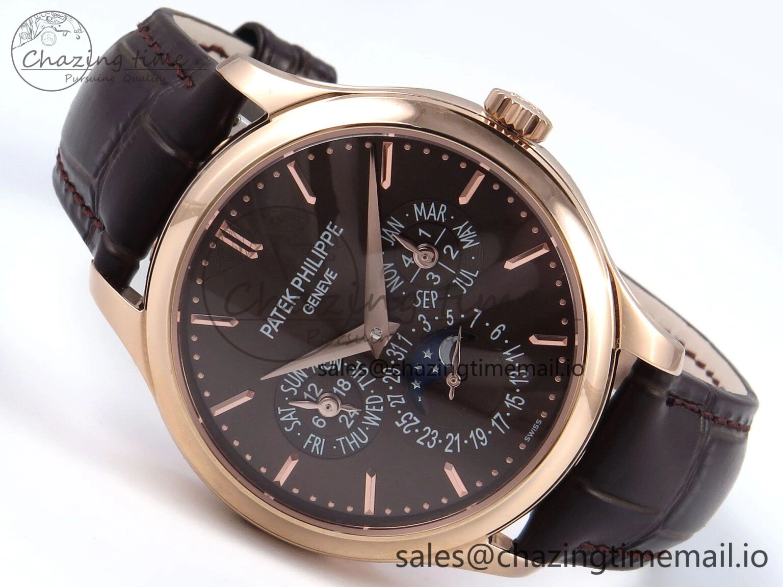 WeatherProof Perpetual Calendar 5140 RG 3KF Best Edition Brown Dial on Brown Leather Strap A 8667