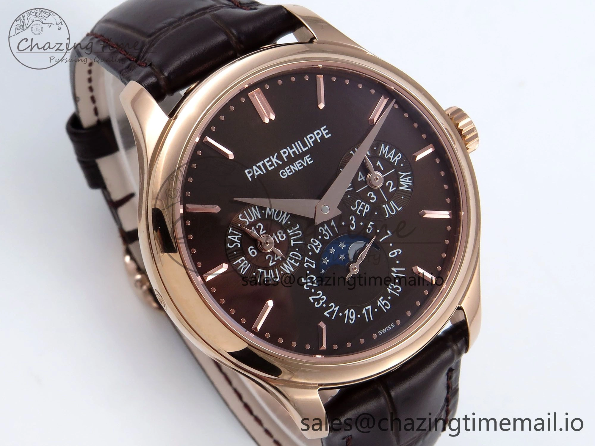 WeatherProof Perpetual Calendar 5140 RG 3KF Best Edition Brown Dial on Brown Leather Strap A 8667