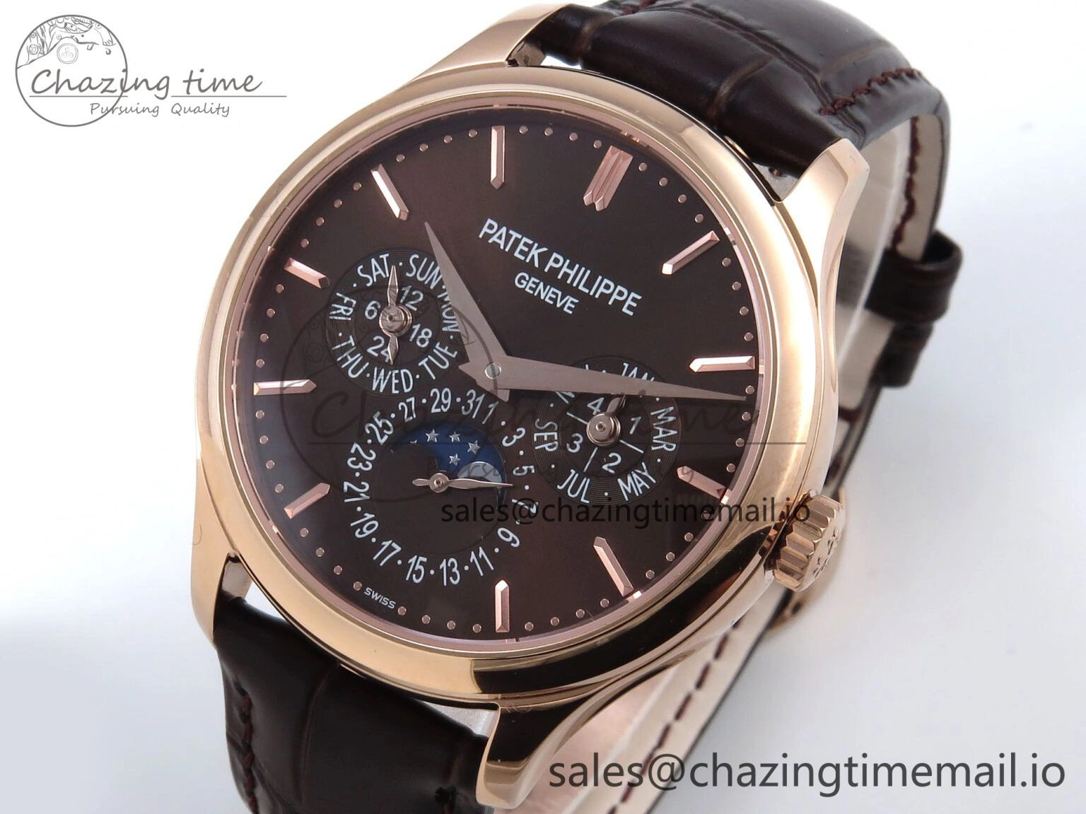 WeatherProof Perpetual Calendar 5140 RG 3KF Best Edition Brown Dial on Brown Leather Strap A 8667