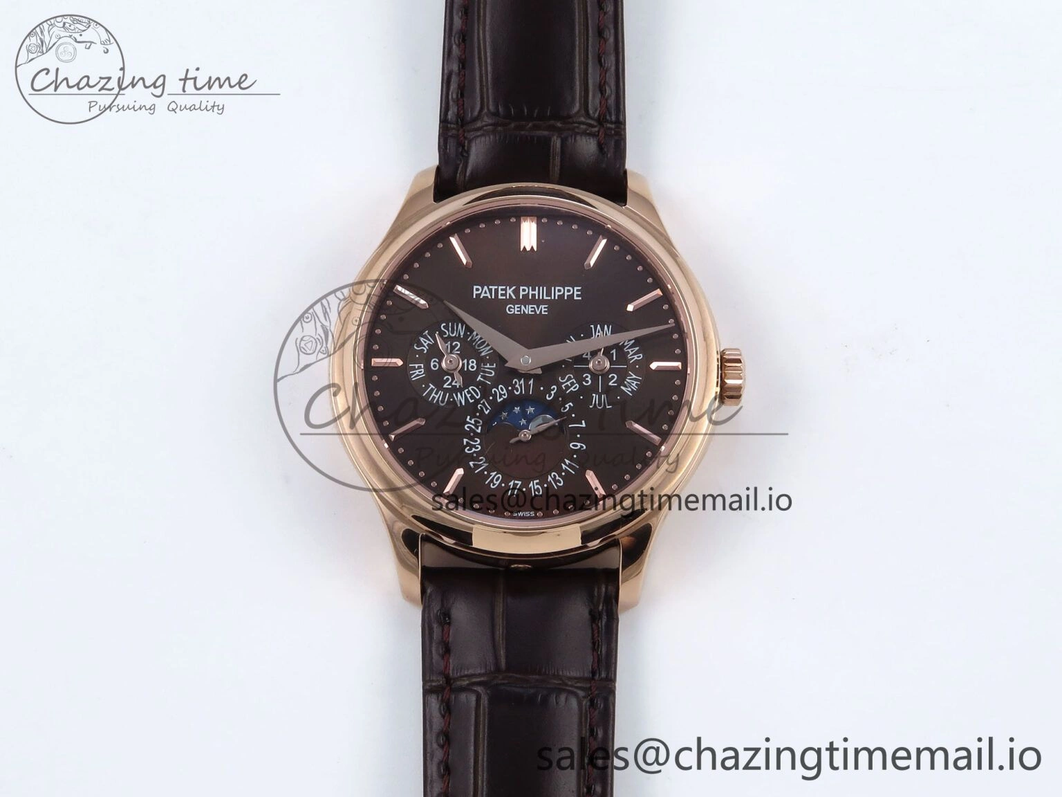 WeatherProof Perpetual Calendar 5140 RG 3KF Best Edition Brown Dial on Brown Leather Strap A 8667