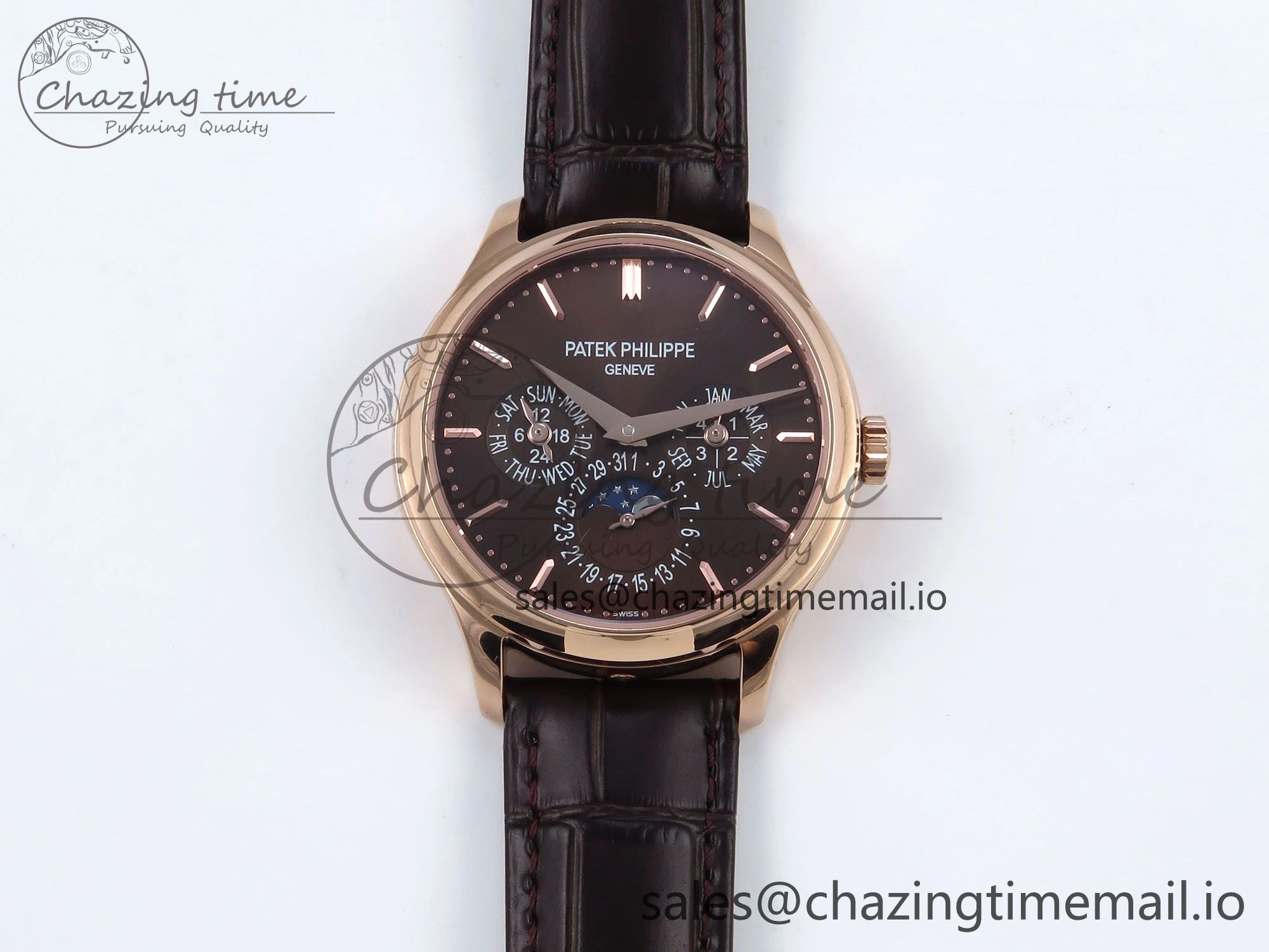 WeatherProof Perpetual Calendar 5140 RG 3KF Best Edition Brown Dial on Brown Leather Strap A 8667