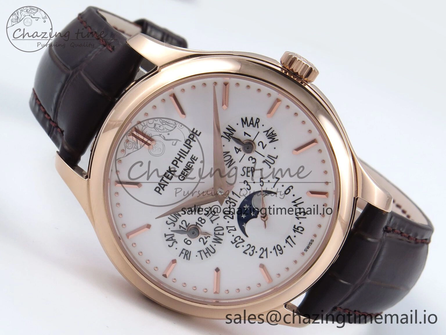 Perpetual Calendar 5140 RG 3KF Best Edition White Dial on Brown Leather Strap A Minimalist 8671