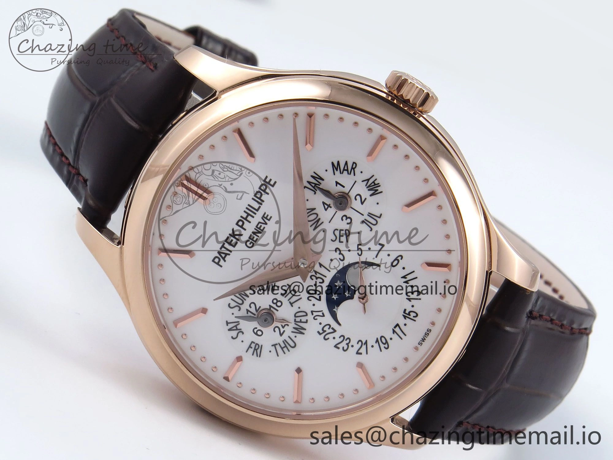 Perpetual Calendar 5140 RG 3KF Best Edition White Dial on Brown Leather Strap A Minimalist 8671