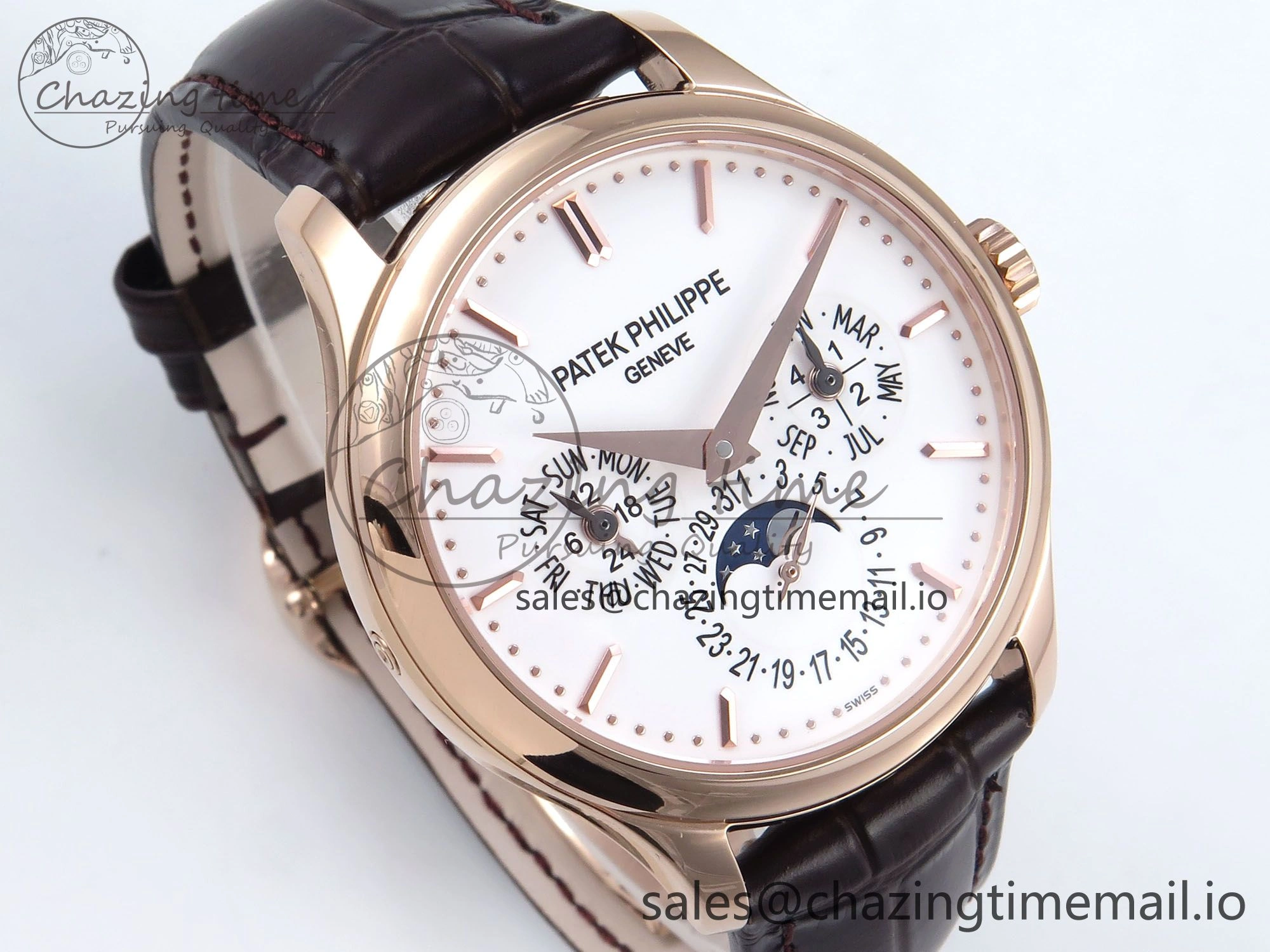 Perpetual Calendar 5140 RG 3KF Best Edition White Dial on Brown Leather Strap A Minimalist 8671