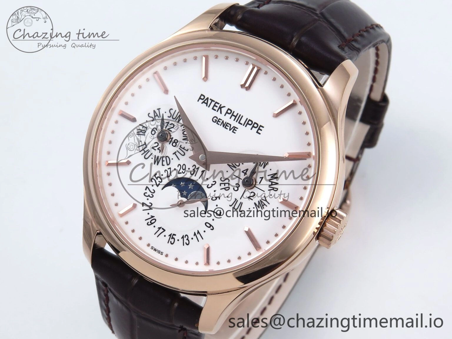 Perpetual Calendar 5140 RG 3KF Best Edition White Dial on Brown Leather Strap A Minimalist 8671