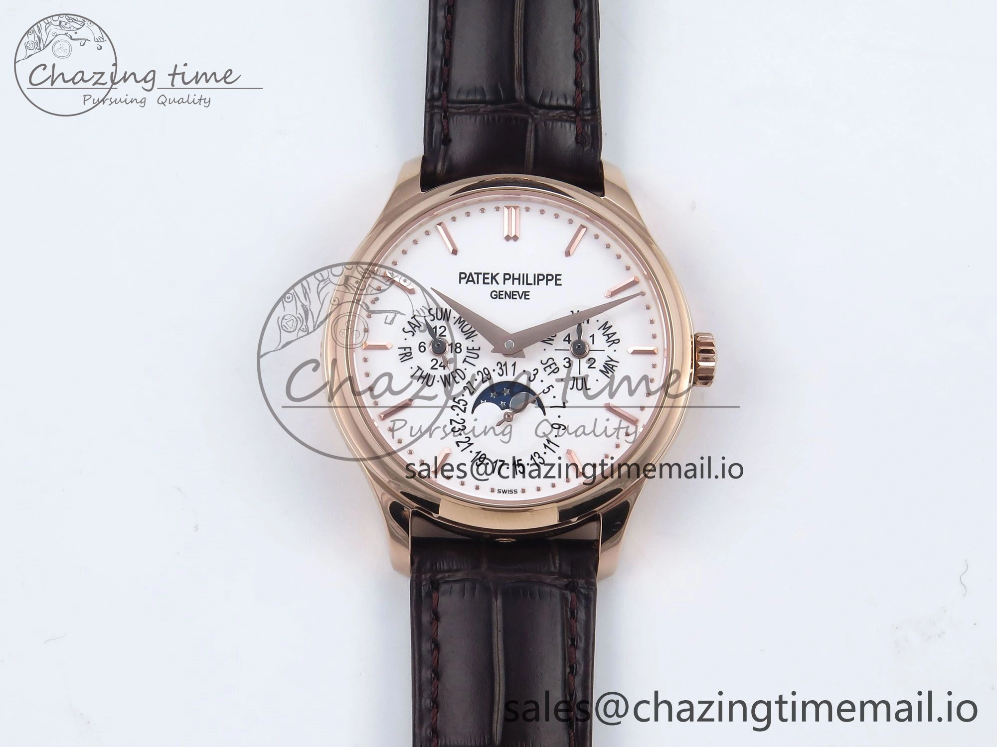 Perpetual Calendar 5140 RG 3KF Best Edition White Dial on Brown Leather Strap A Minimalist 8671