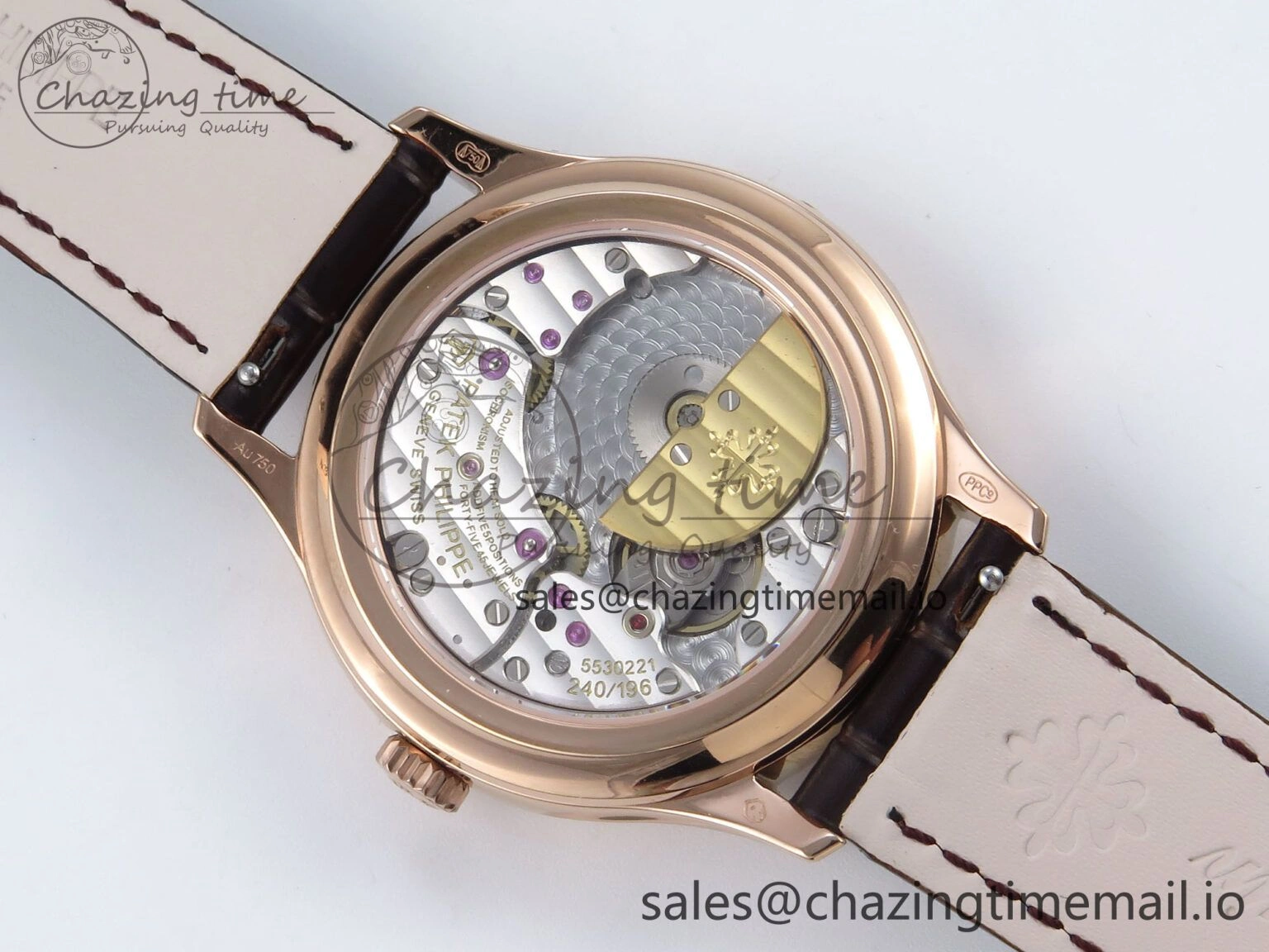 Perpetual Calendar 5140 RG 3KF Best Edition White Numeral Dial on Brown Leather Strap A SoftTouch 8669