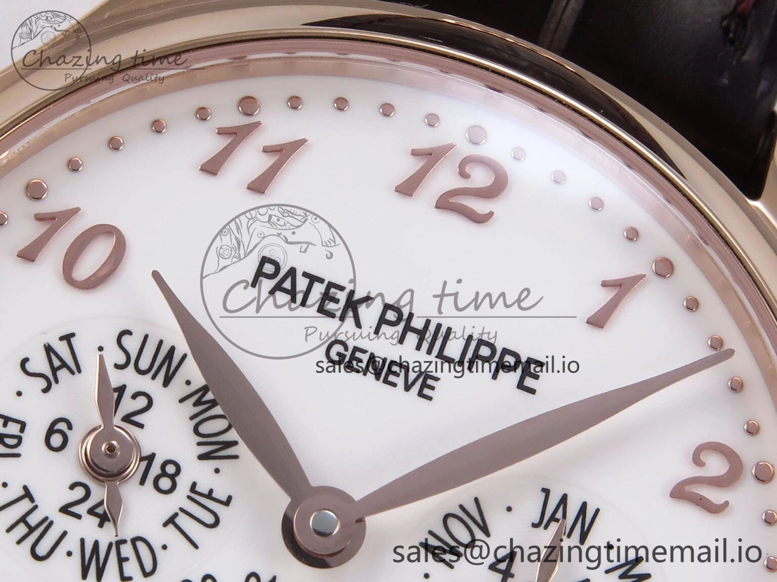 Perpetual Calendar 5140 RG 3KF Best Edition White Numeral Dial on Brown Leather Strap A SoftTouch 8669