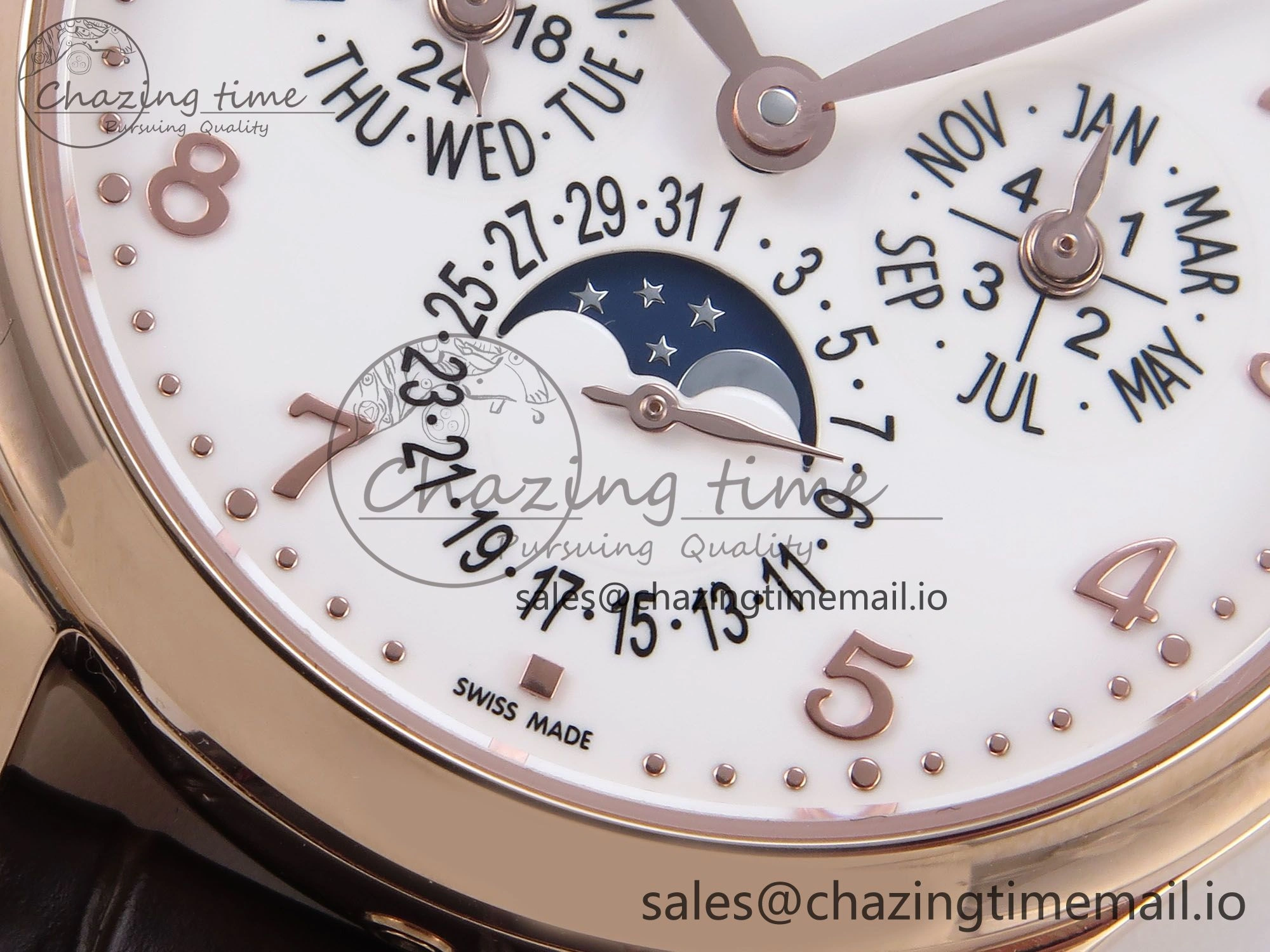 Perpetual Calendar 5140 RG 3KF Best Edition White Numeral Dial on Brown Leather Strap A SoftTouch 8669