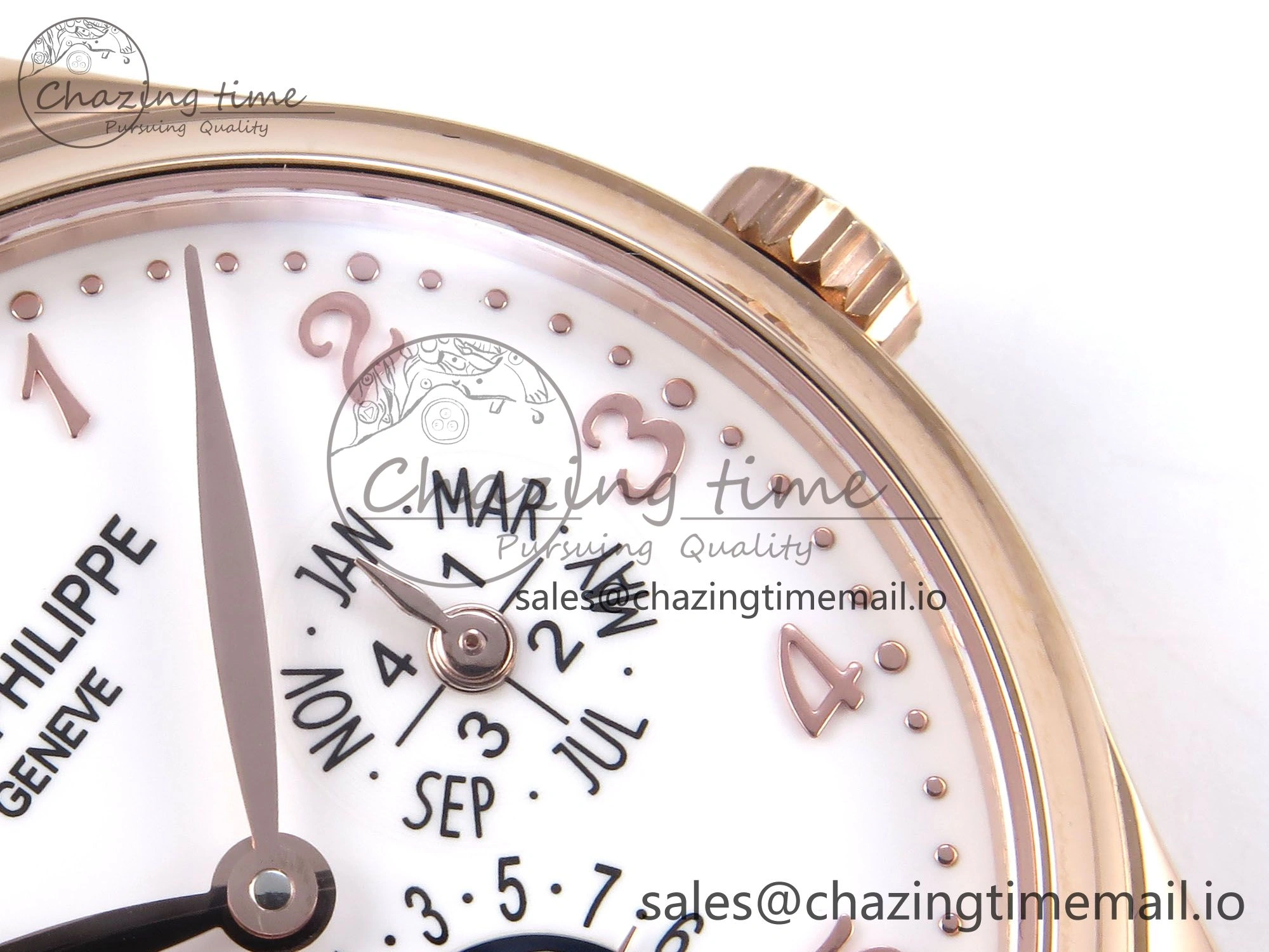 Perpetual Calendar 5140 RG 3KF Best Edition White Numeral Dial on Brown Leather Strap A SoftTouch 8669