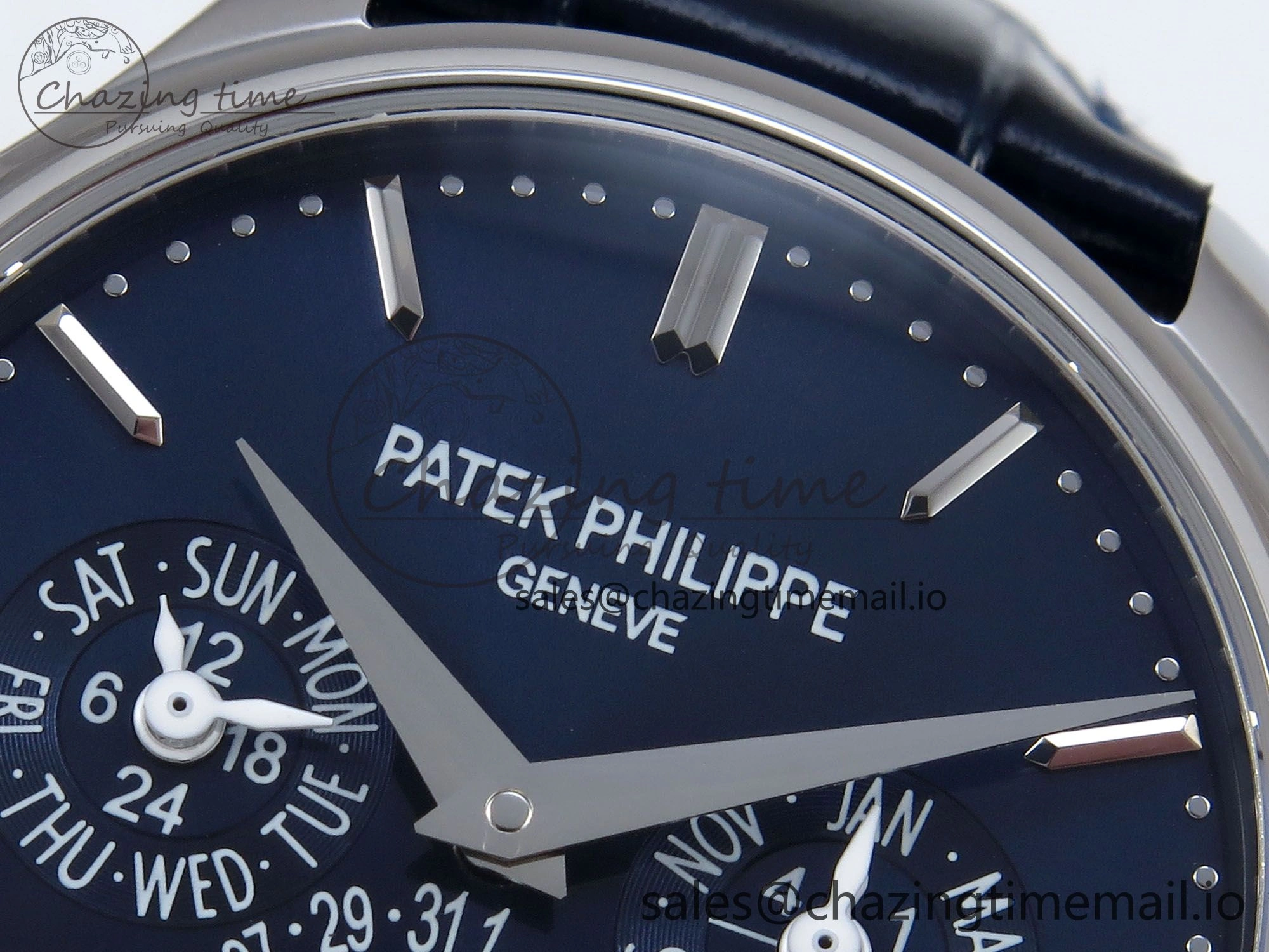 Perpetual Calendar 5140 SS 3KF Best Edition Blue Dial on Blue Leather Strap A Soft 8655