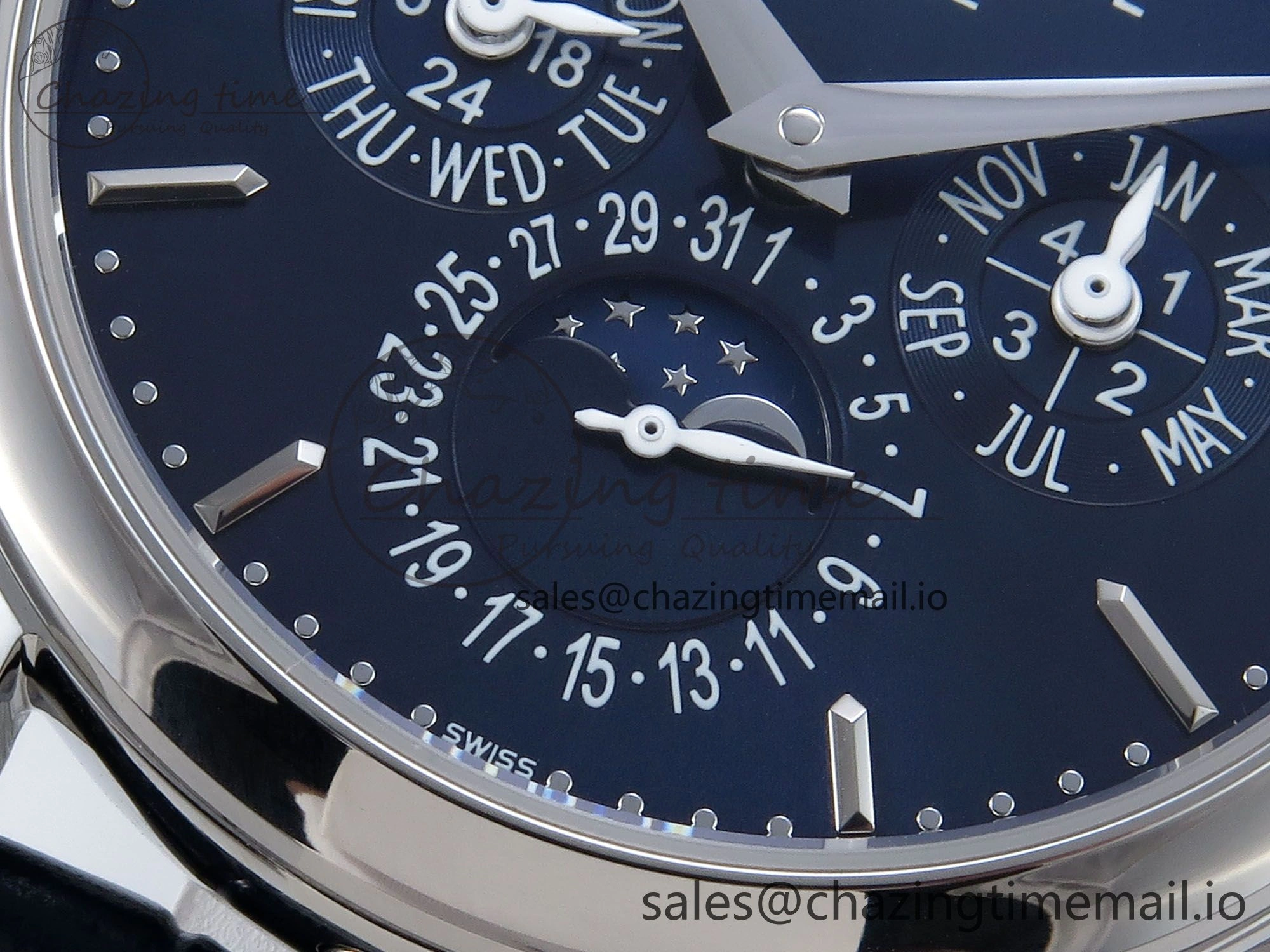 Perpetual Calendar 5140 SS 3KF Best Edition Blue Dial on Blue Leather Strap A Soft 8655