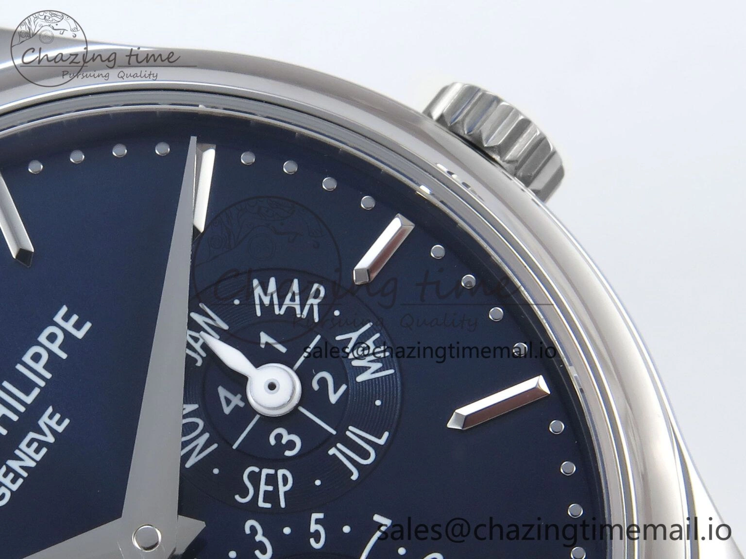 Perpetual Calendar 5140 SS 3KF Best Edition Blue Dial on Blue Leather Strap A Soft 8655