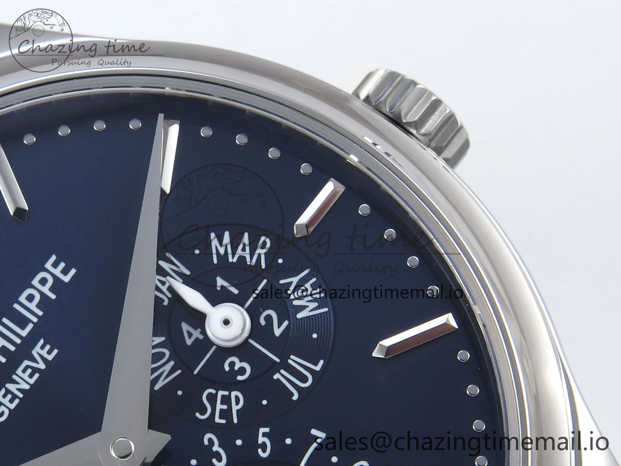 Perpetual Calendar 5140 SS 3KF Best Edition Blue Dial on Blue Leather Strap A Soft 8655