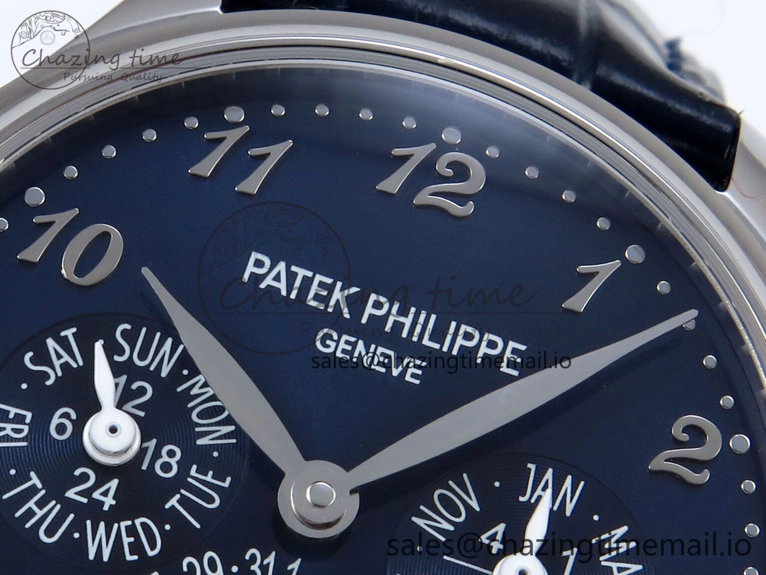 Perpetual Calendar 5140 SS 3KF Best Edition Blue Numeral Dial on Blue Leather Strap A Timeless 8656