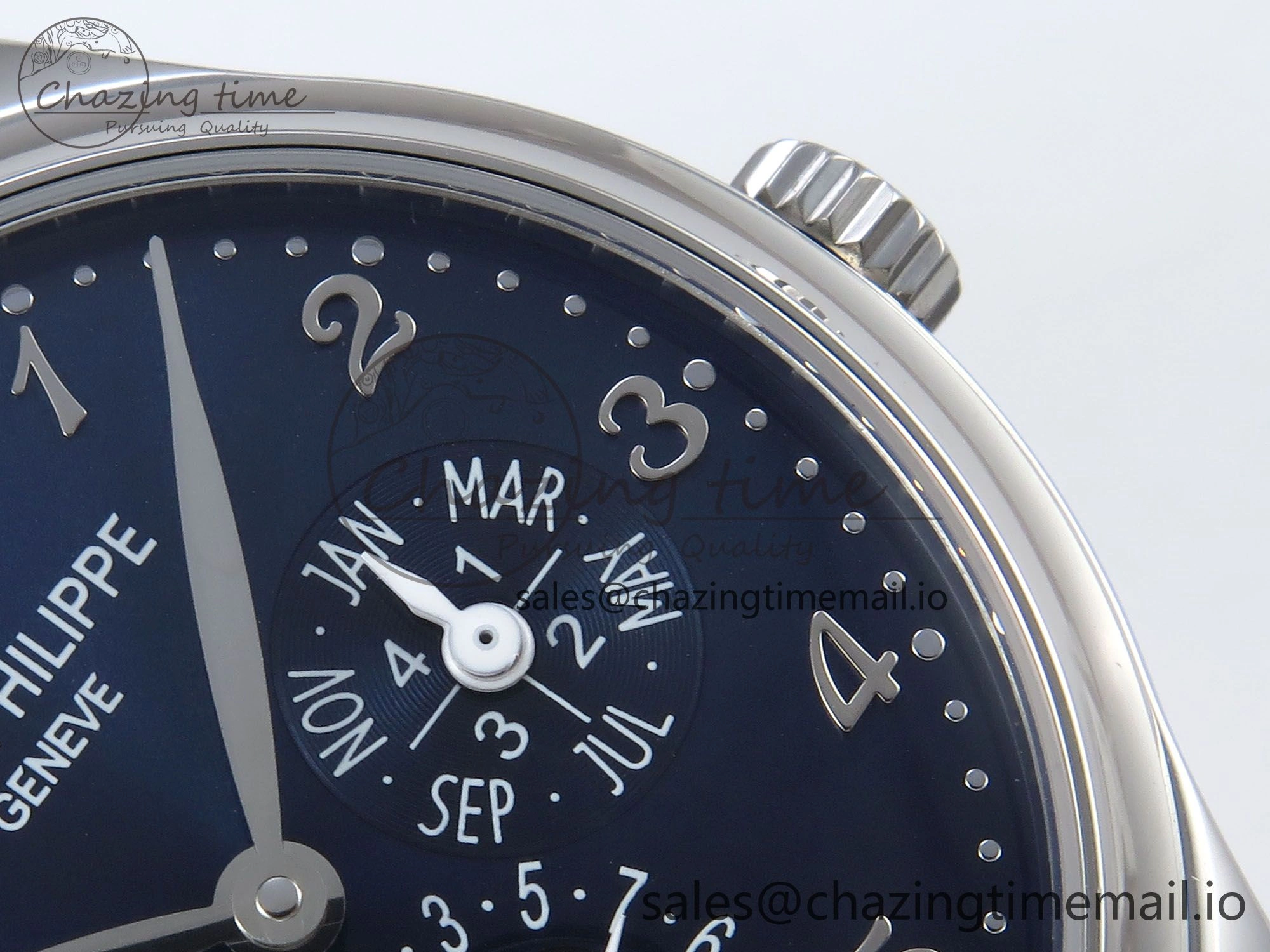 Perpetual Calendar 5140 SS 3KF Best Edition Blue Numeral Dial on Blue Leather Strap A Timeless 8656
