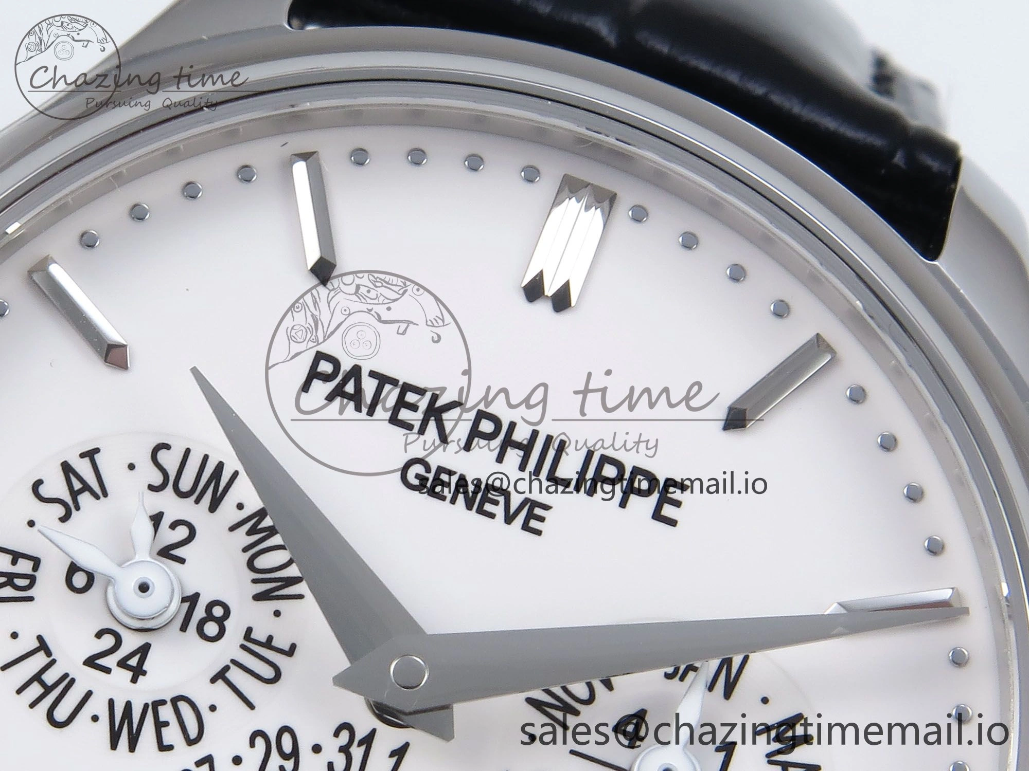 Lightweight Perpetual Calendar 5140 SS 3KF Best Edition White Dial on Black Leather Strap A 8659