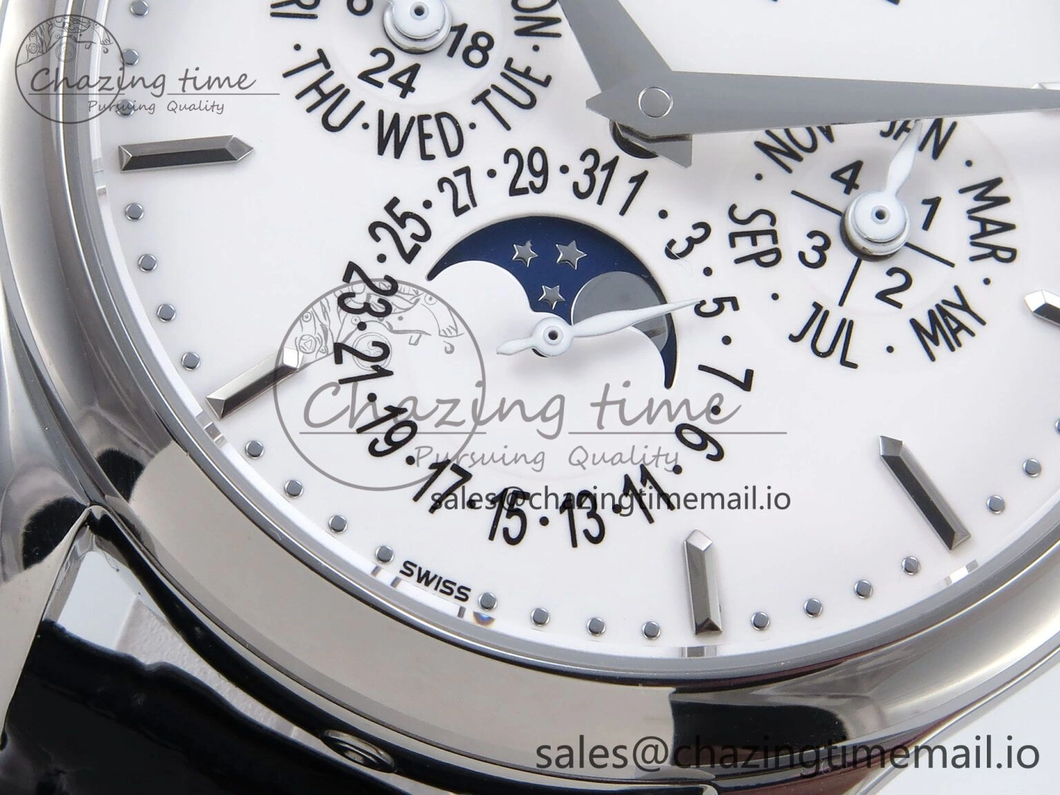 Lightweight Perpetual Calendar 5140 SS 3KF Best Edition White Dial on Black Leather Strap A 8659