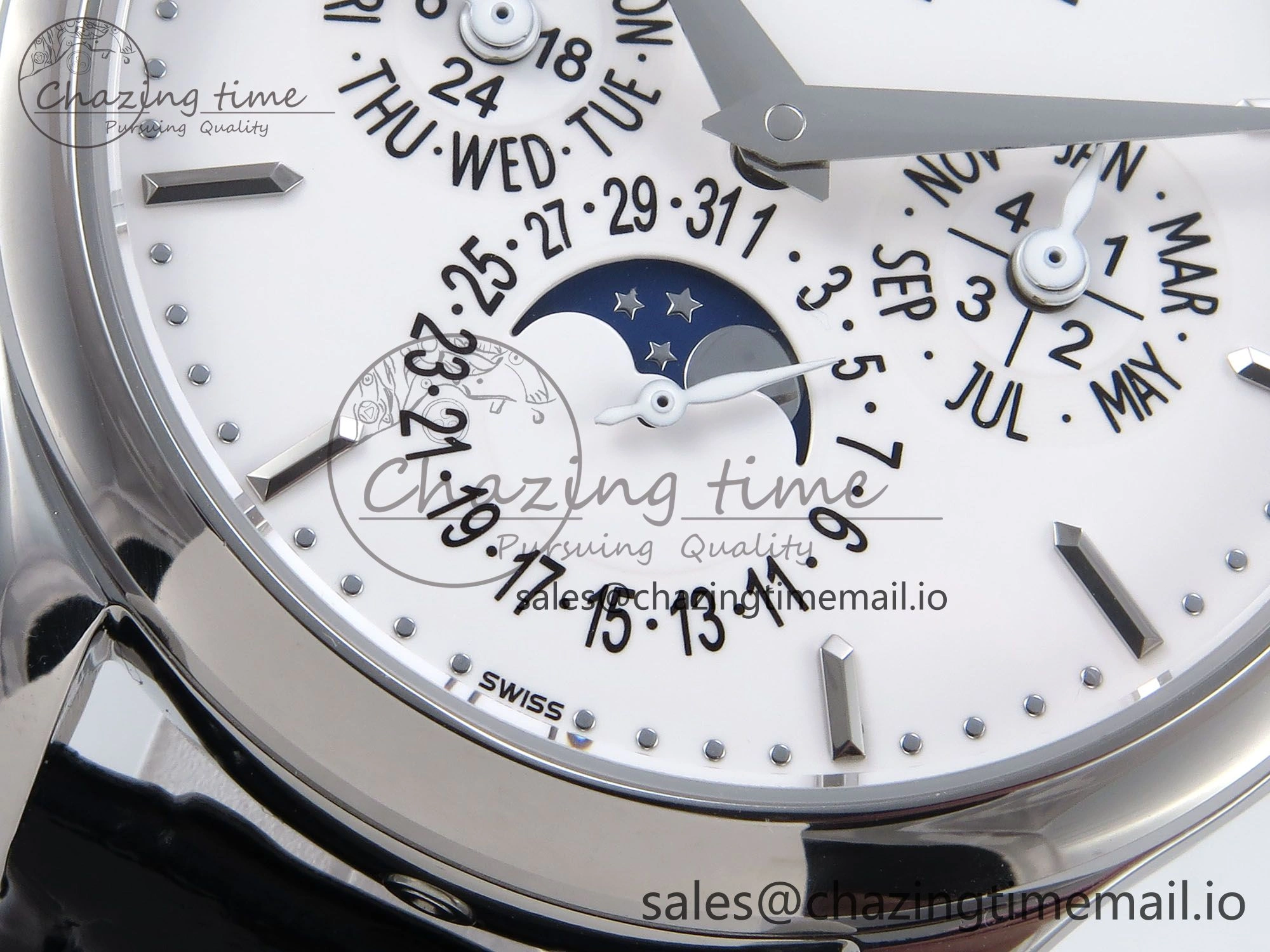 Lightweight Perpetual Calendar 5140 SS 3KF Best Edition White Dial on Black Leather Strap A 8659