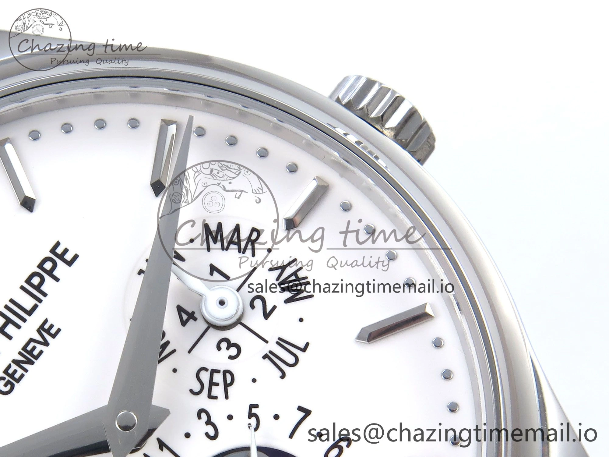 Lightweight Perpetual Calendar 5140 SS 3KF Best Edition White Dial on Black Leather Strap A 8659