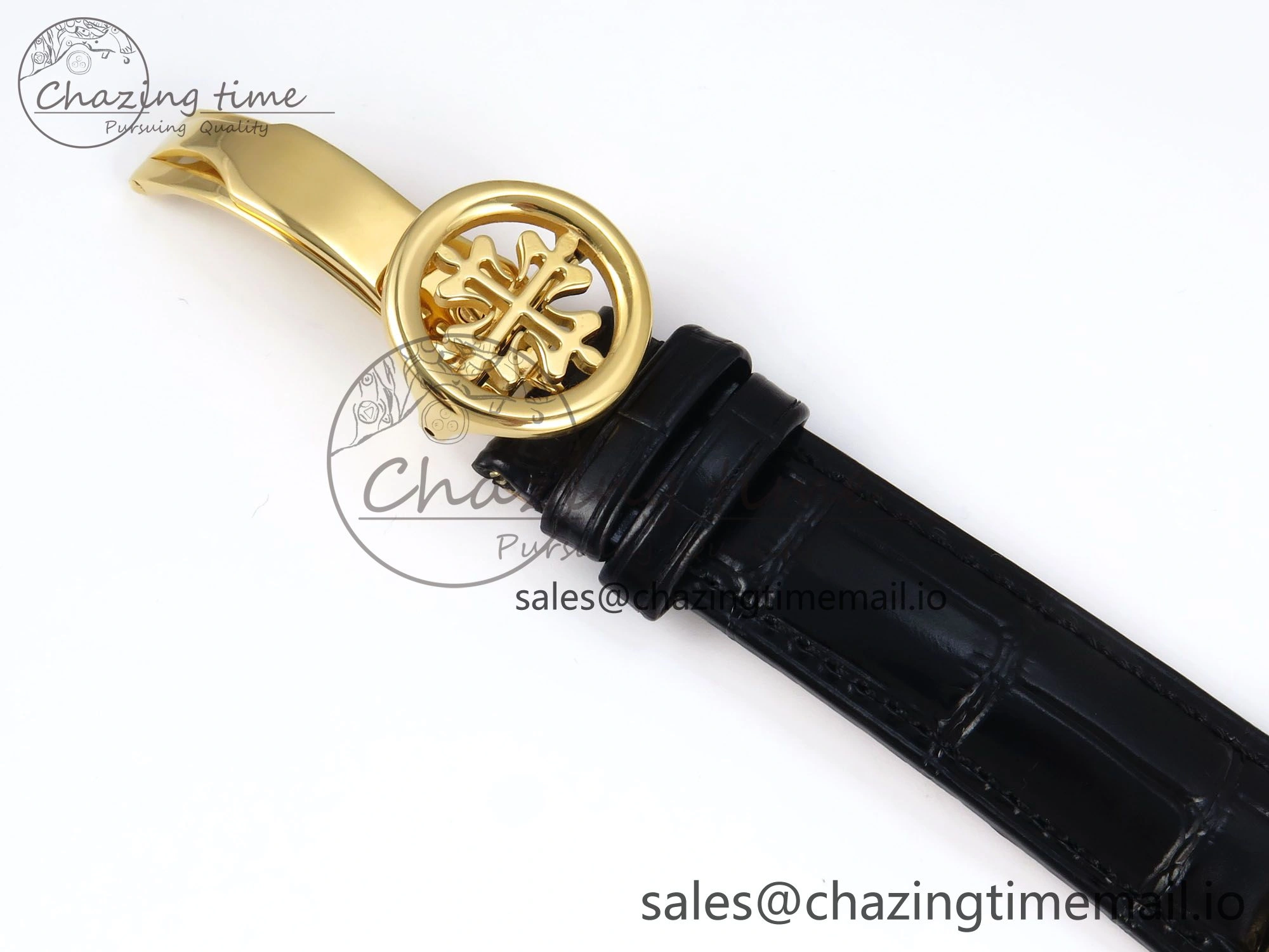 QuickDry Perpetual Calendar 5140 YG 3KF Best Edition White Numeral Dial on Black Leather Strap A 8660
