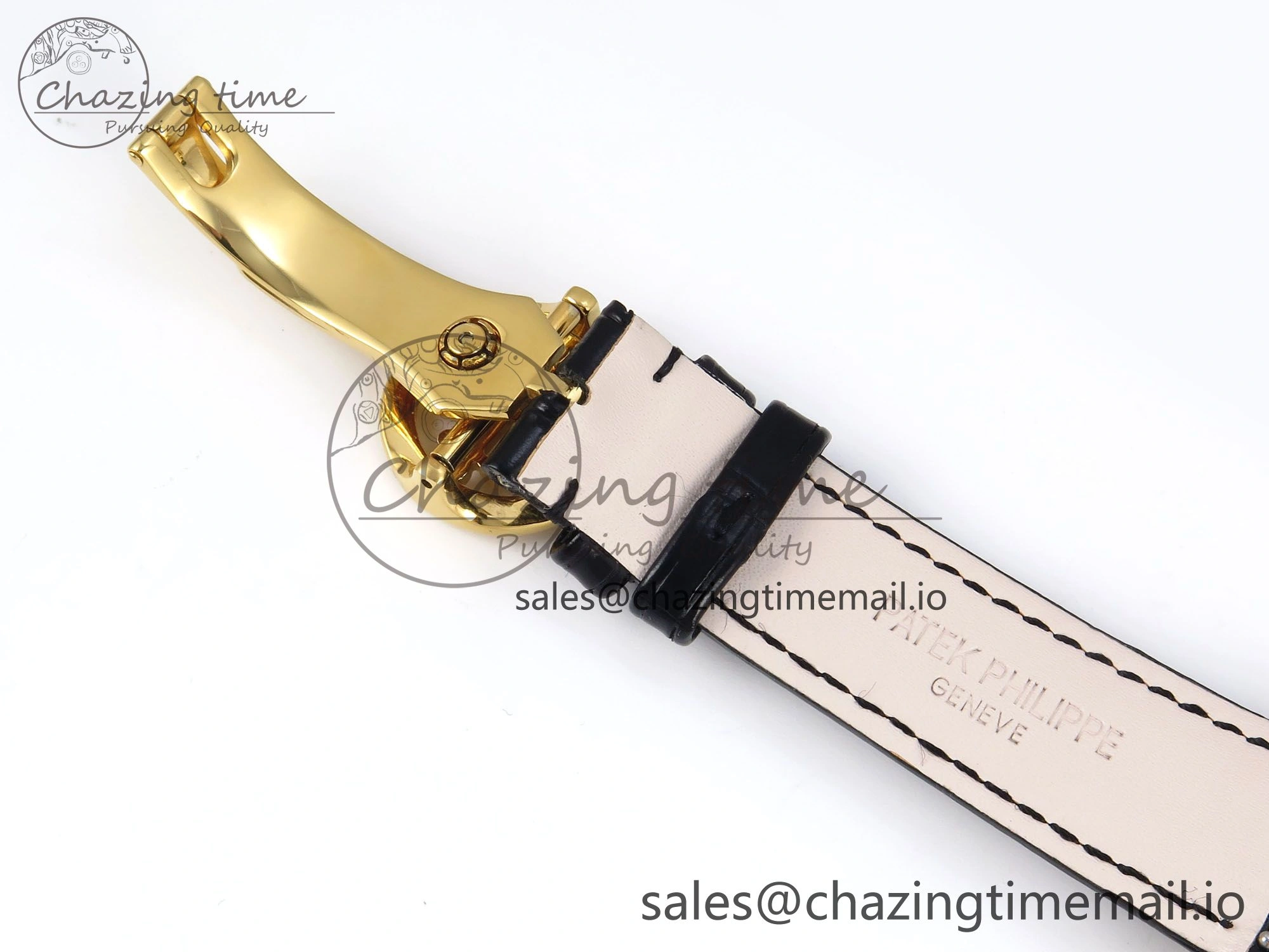 QuickDry Perpetual Calendar 5140 YG 3KF Best Edition White Numeral Dial on Black Leather Strap A 8660
