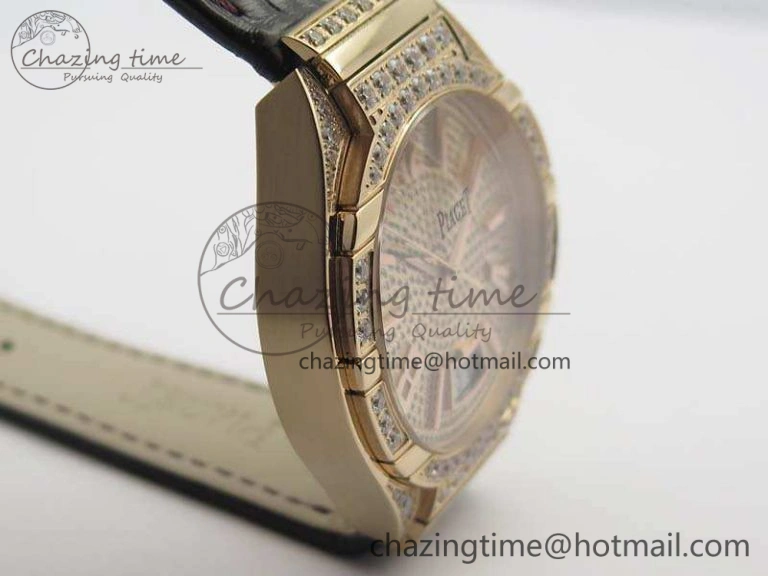 StreetReady Piaget Polo RG Diamonds Dial Bezel MKF On Black Leather Strap MIYOTA9015 To 800P 9127