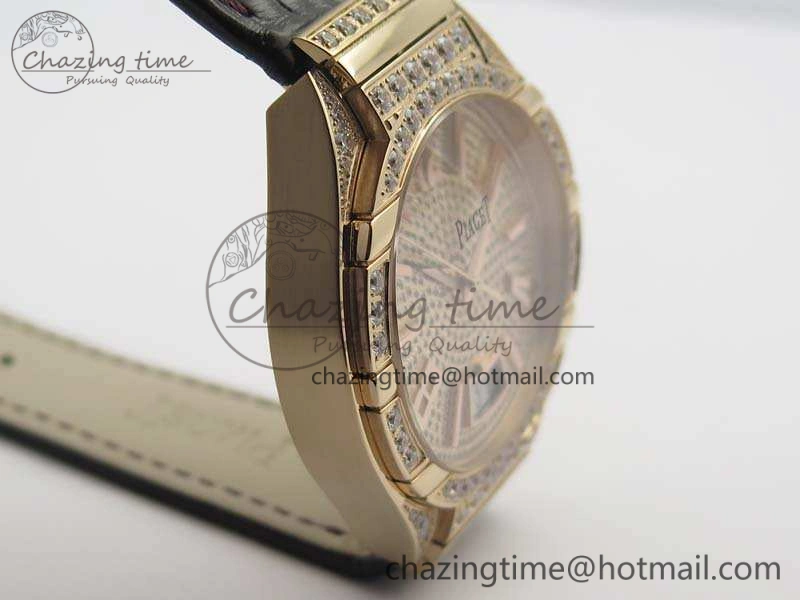 StreetReady Piaget Polo RG Diamonds Dial Bezel MKF On Black Leather Strap MIYOTA9015 To 800P 9127