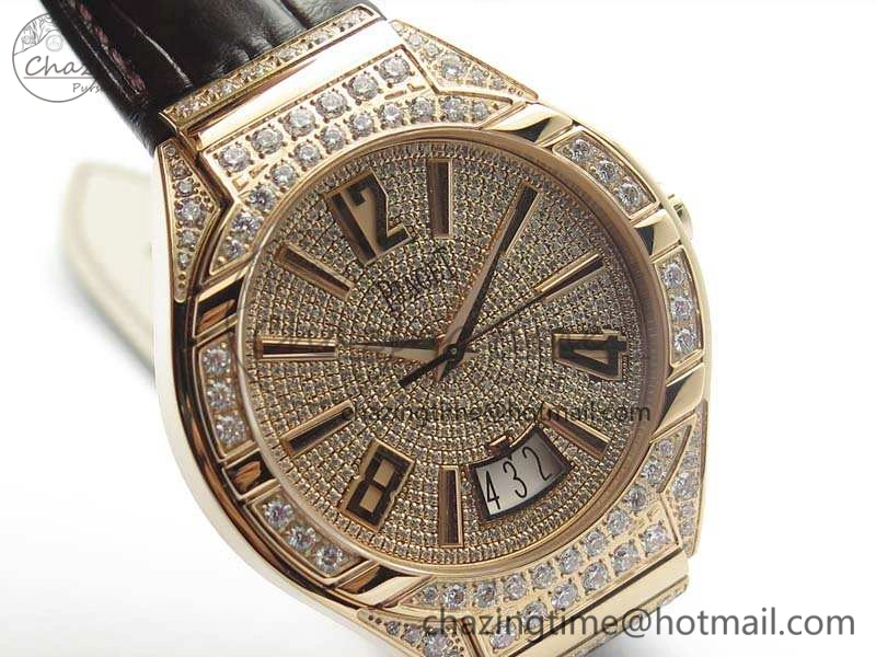 StreetReady Piaget Polo RG Diamonds Dial Bezel MKF On Black Leather Strap MIYOTA9015 To 800P 9127