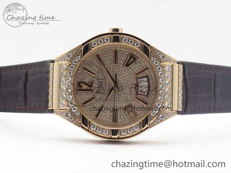 StreetReady Piaget Polo RG Diamonds Dial Bezel MKF On Black Leather Strap MIYOTA9015 To 800P 9127