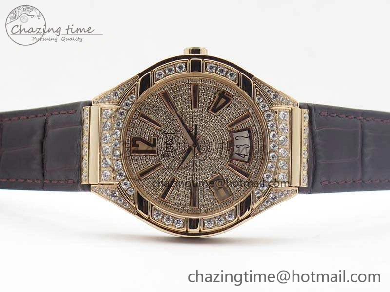 StreetReady Piaget Polo RG Diamonds Dial Bezel MKF On Black Leather Strap MIYOTA9015 To 800P 9127
