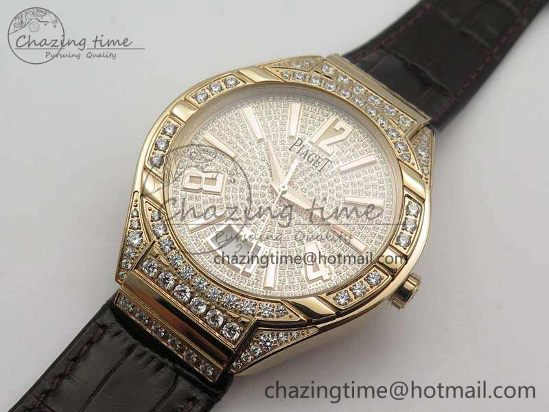 StreetReady Piaget Polo RG Diamonds Dial Bezel MKF On Black Leather Strap MIYOTA9015 To 800P 9127