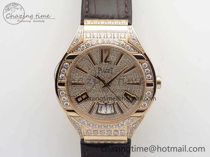 StreetReady Piaget Polo RG Diamonds Dial Bezel MKF On Black Leather Strap MIYOTA9015 To 800P 9127