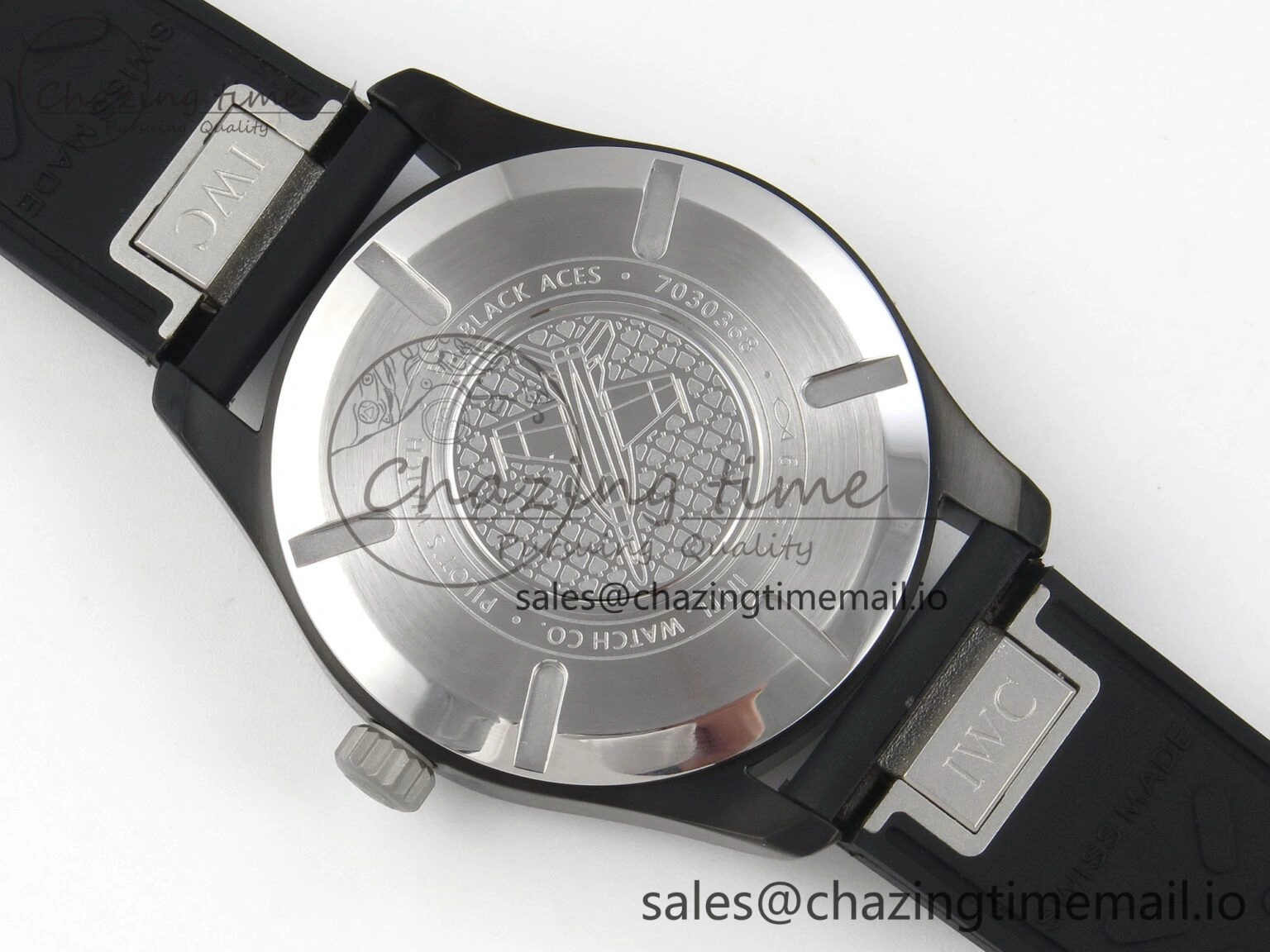 UrbanChic Pilot Black Ace BLSF 1:1 Best Edition White Lume Dial on Black Rubber Strap MIYOTA 6990